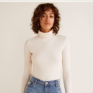 Mango Ivory/Cream Turtleneck Bodysuit